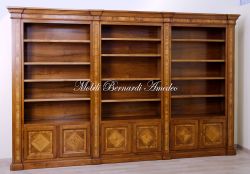 LB50-6 Libreria noce massello intarsi ulivolivo 3 vani 6 ante 01